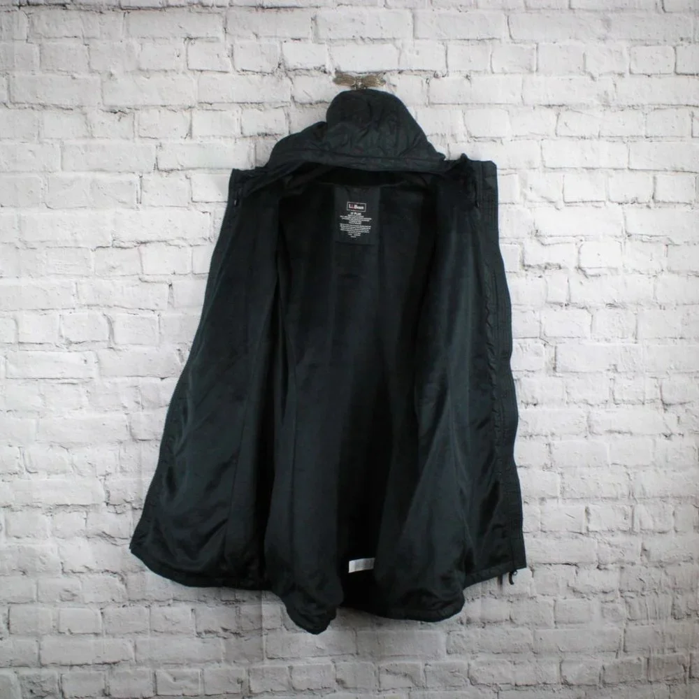 LL Bean Black Polyester Lined Insulated Winter Hooded Coat Jacket Size 1X Plus - Picture 5 of 7